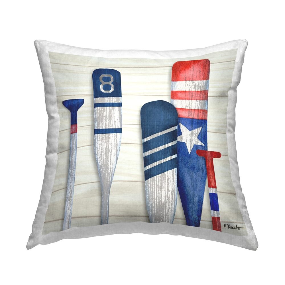 6291 Patriotic Lake Cabin Boating Oars Design by Paul Brent Throw Pillow